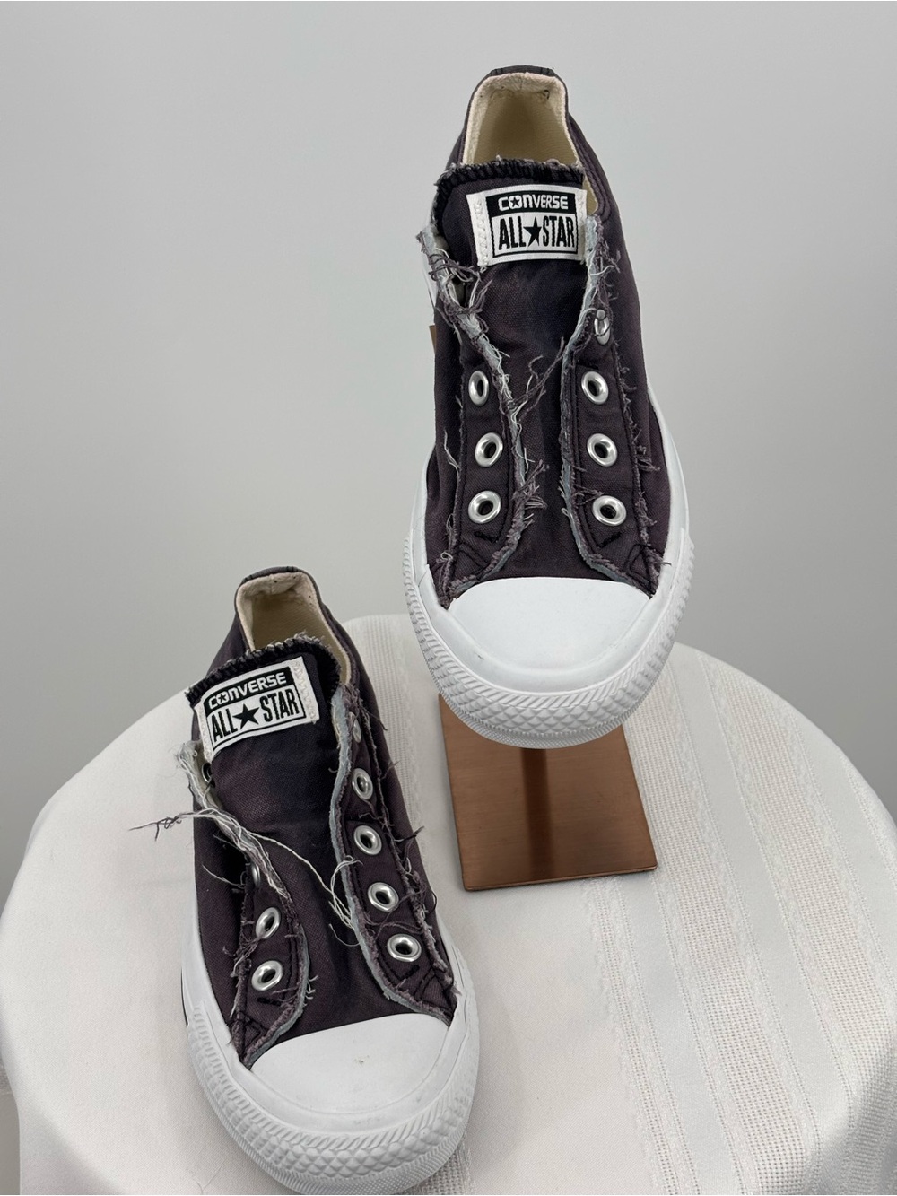 Distressed Converse All Star Vintage Look Slip-ons, Size 6